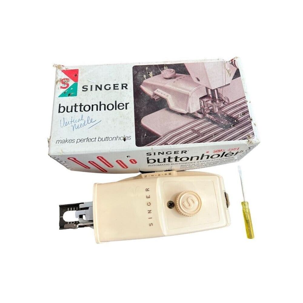 Vintage Singer Buttonholer With Book And Attachments